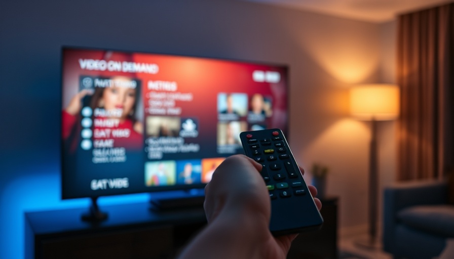 Smart home devices: remote control and smart TV in dimly lit room