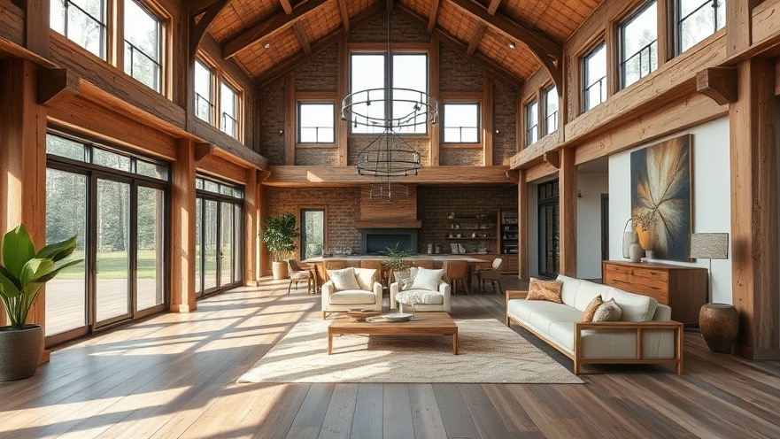 Rustic modern design in an open floor plan for family living space.