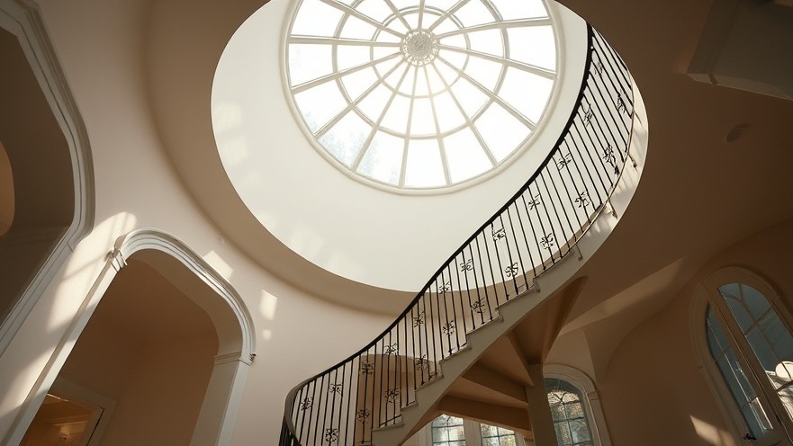 Natural light cascading through a skylight in a modern home interior design foyer.