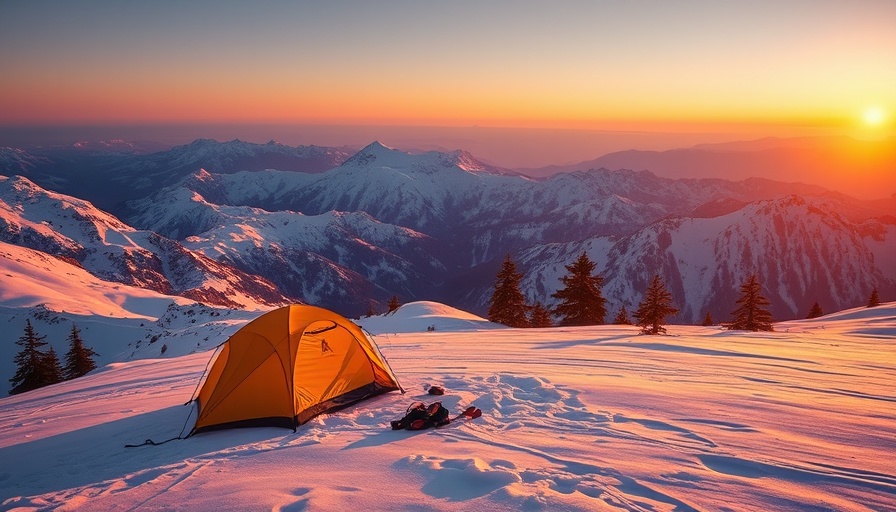 Prepare for your first mountaineering trip: Camp set up under sunset.