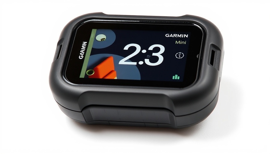 Compact Garmin inReach Mini 2 displaying time on white background.