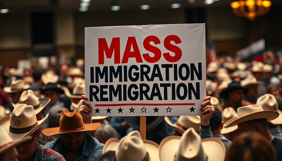 Anti-immigrant rally with sign in historical perspective.