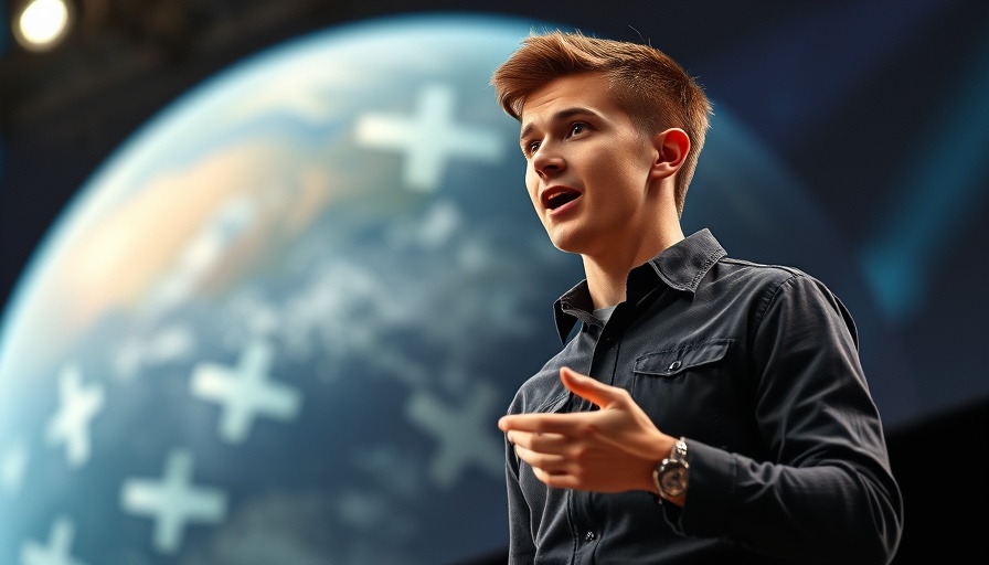 Speaker on stage discussing how to lower Earth's temperature fast.