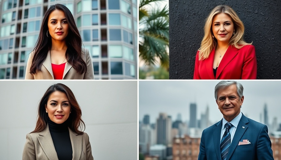 Portraits of individuals with San Diego urban backgrounds for the special primary election 2025.