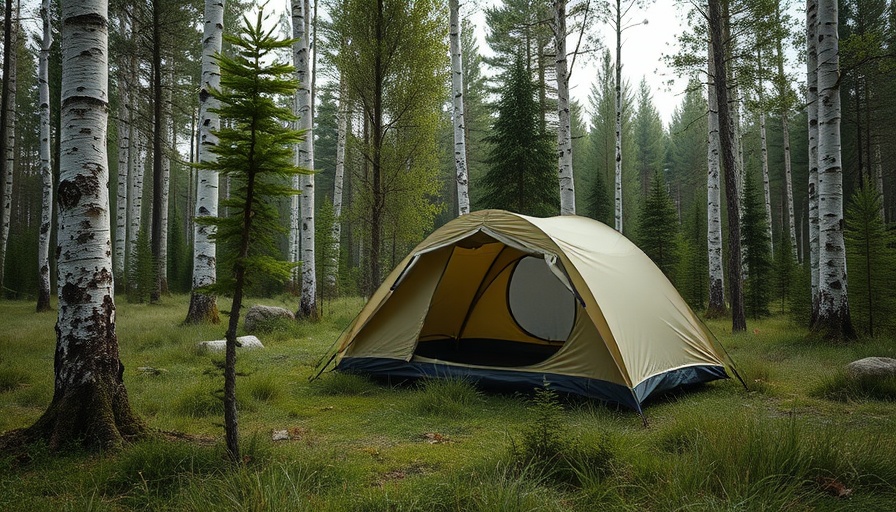 Compact tent for cut pack weight hiking in lush forest.