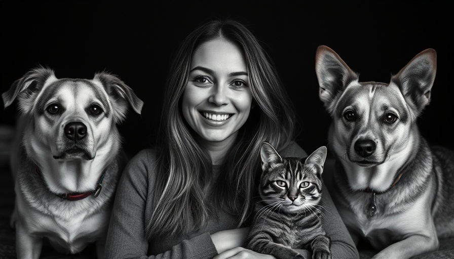 Brave Like Lukas book for children - smiling woman with pets in black and white.