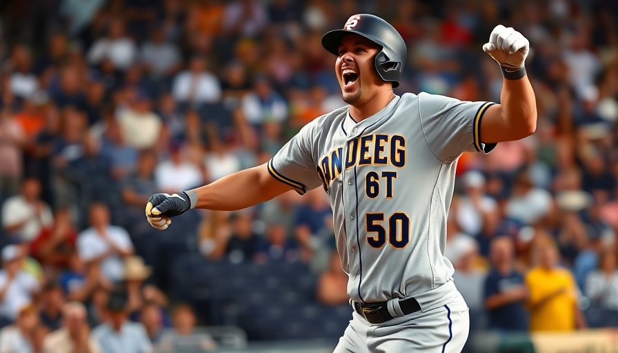 San Diego Padres player celebrating a play on the field.