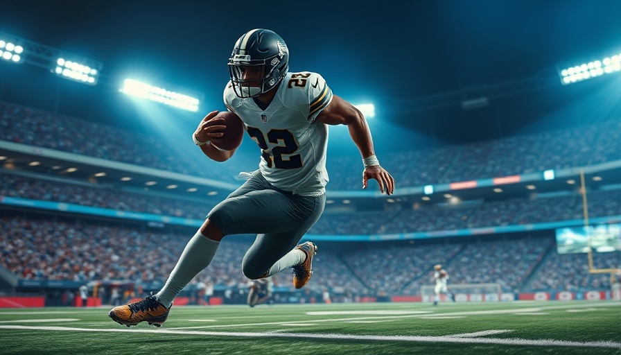 Football players in action during a dynamic game scene.