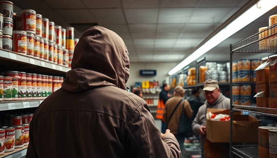 Person in food bank highlighting homelessness crisis in Encinitas.