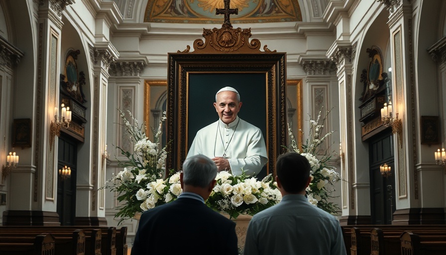 Pope Francis floral tribute in San Diego church honoring his legacy.