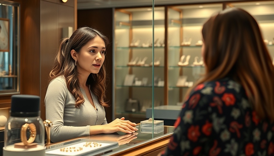 Woman discussing with customer in jewelry shop, relevant to Anti-Money Laundering Rule San Diego.