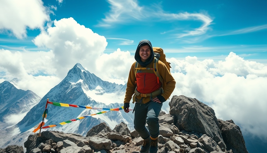 Adventurous trekker at Kyangjin Ri summit, Nepal trek.