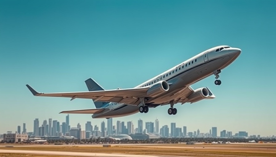 Commercial plane taking off from San Diego airport over cityscape.