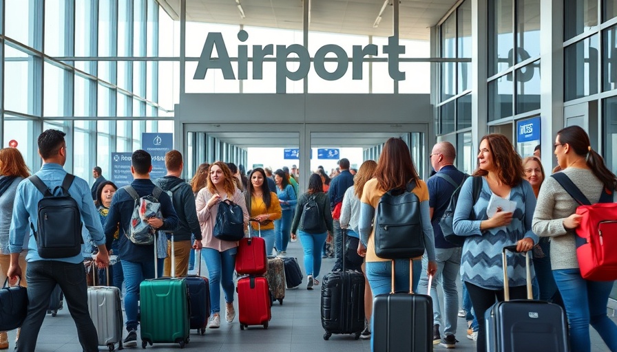 Travelers at airport interacting with skycap staff in daylight.