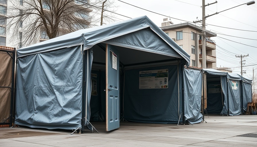 San Diego shelters closing, view of temporary tent structure.