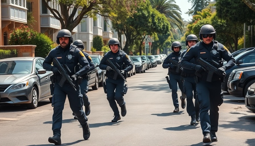 Law enforcement officers during El Cajon immigration raid, street scene.