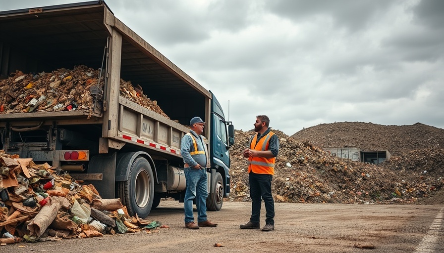 San Diego trash fee options, city workers at landfill with waste truck.