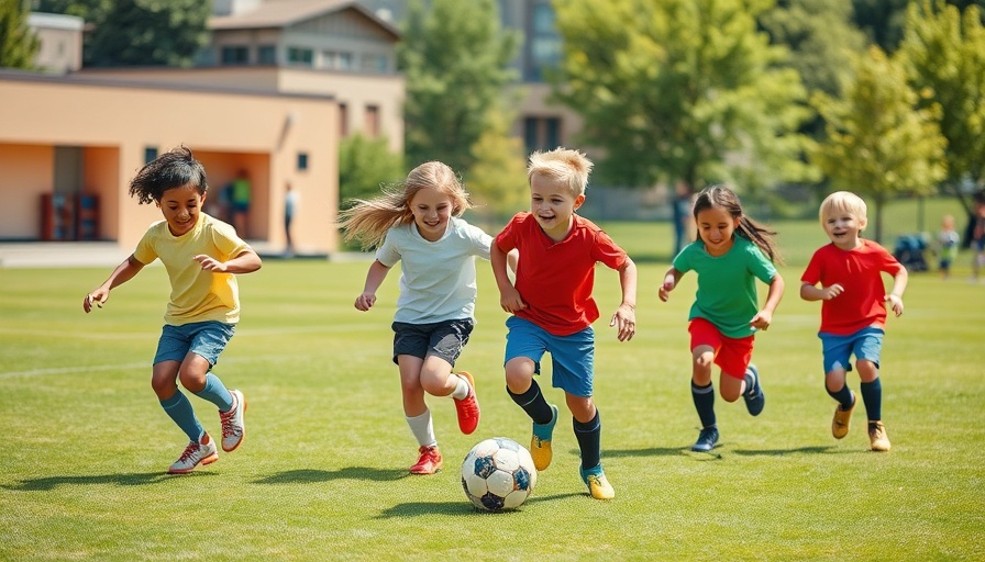 Children playing soccer at a school field funded by San Diego Unified for PrimeTime.