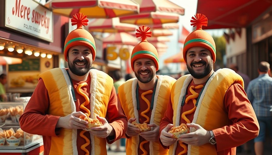 Ocean Beach Street Fair hotdog costume vendors serving food.