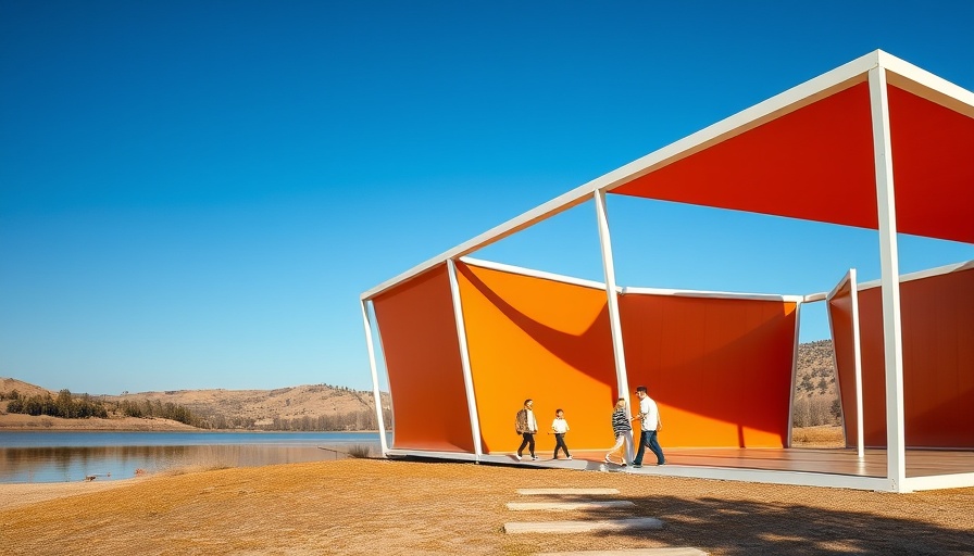 Modern pavilion in San Diego Tijuana with visiting family.