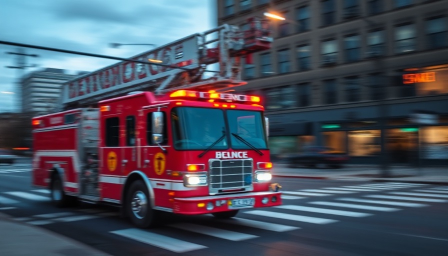 Fire truck rushing through city for East County brush fires safety.