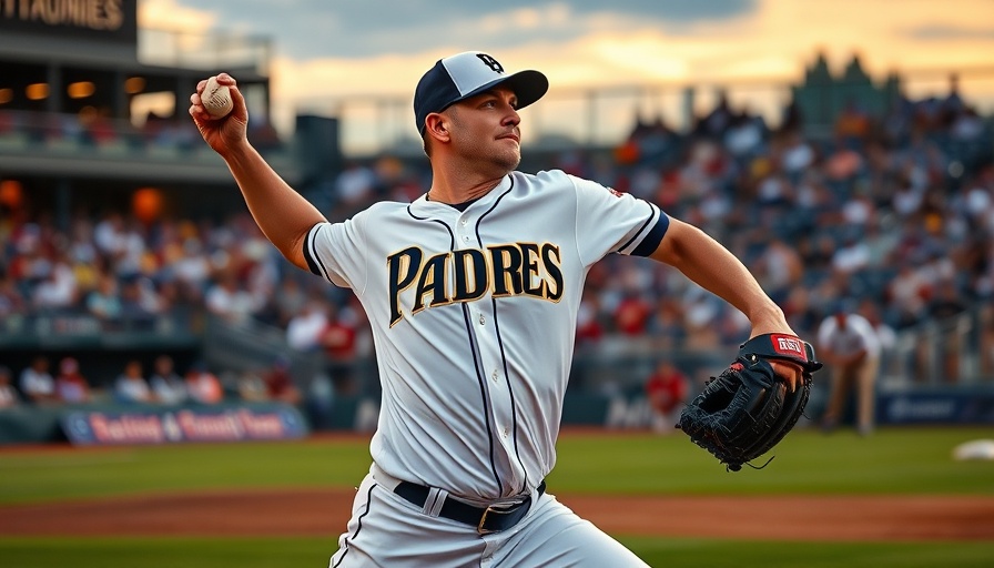 Padres pitcher mid-pitch against Diamondbacks; dynamic and focused.