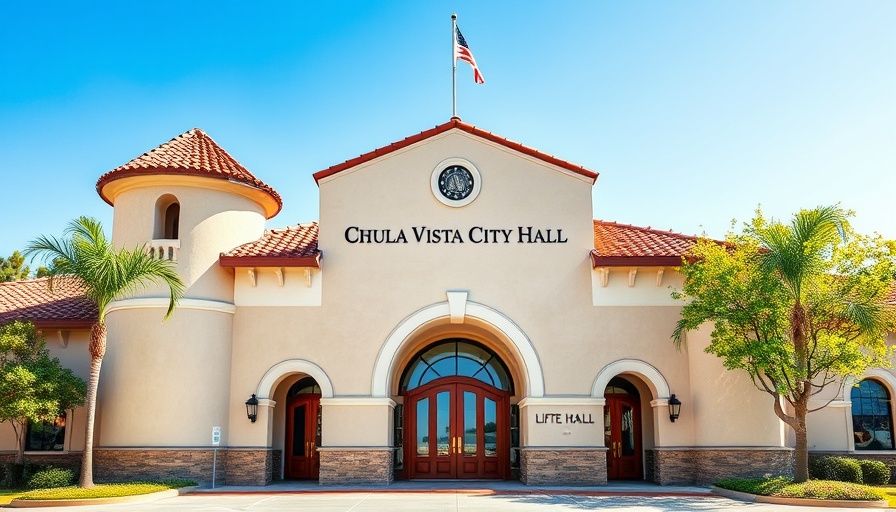 Chula Vista City Hall building facade with large arched entrance.