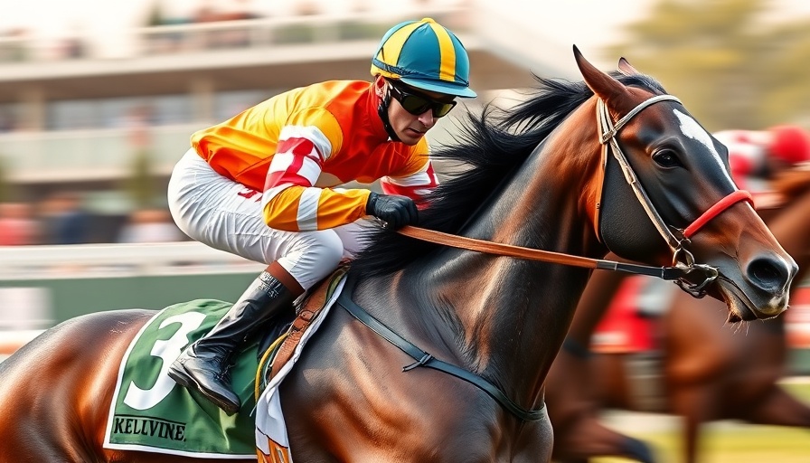 Jockey in vibrant attire racing on a track, highlighting Juan Hernandez stakes wins.