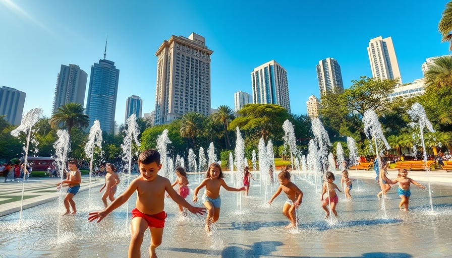 San Diego urban park with fountains, symbolizing water rates discussion