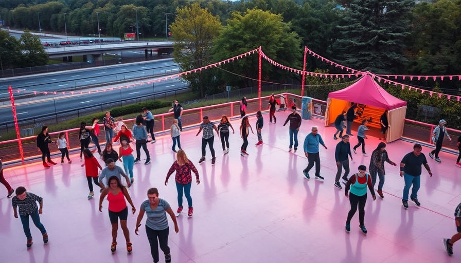 Vibrant roller skating rink in San Diego with colorful decor.