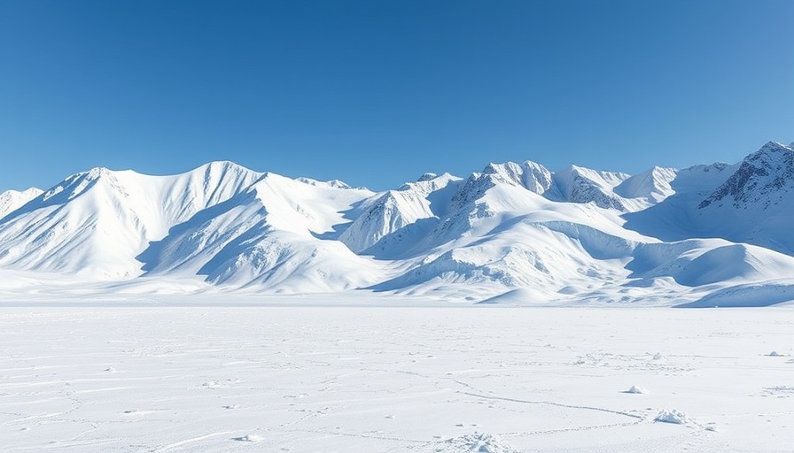 Expansive Antarctic landscape featuring snow-capped terrain and mountains, relating to Antarctic researcher Dennis Bell recovery.