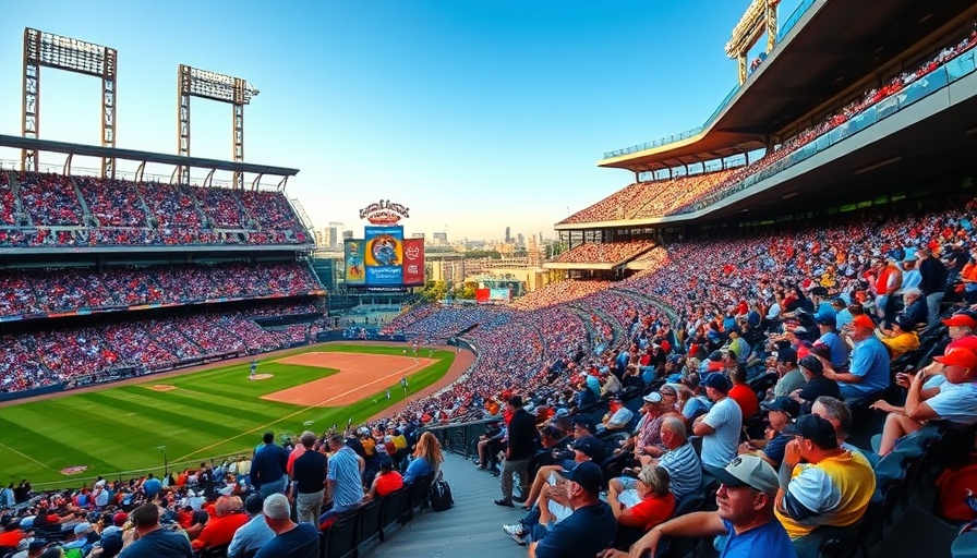 Stadium seating packed with fans at a baseball game, vibrant atmosphere.