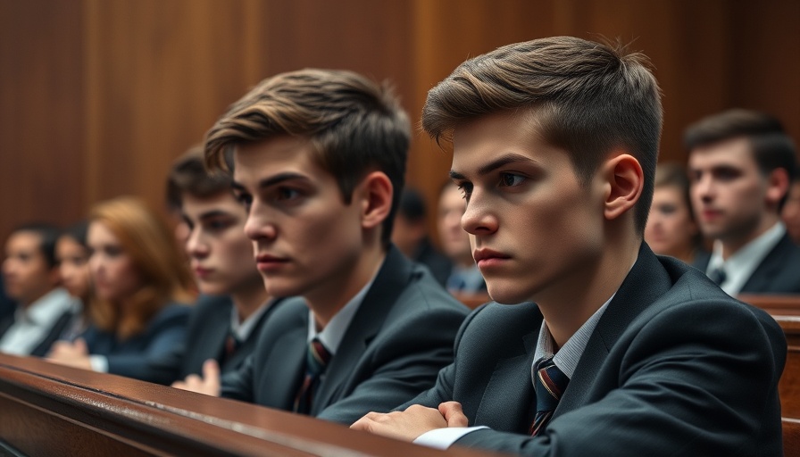 Courtroom scene of tense young men during trial for Lyle Menendez parole decision.