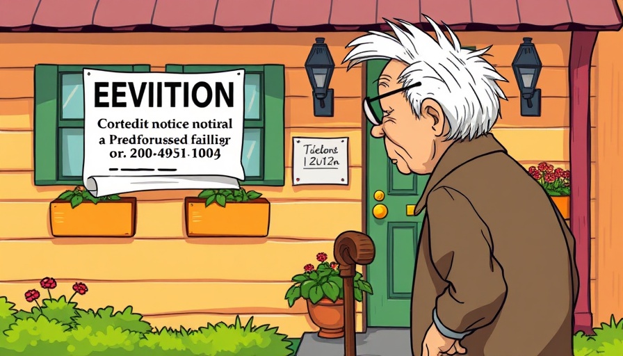 Vintage style illustration of elderly man facing eviction