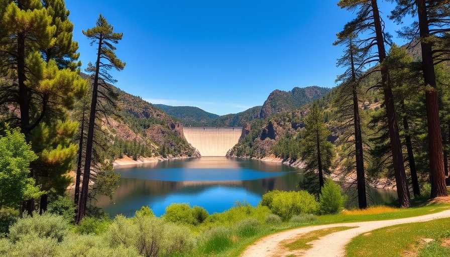 Scenic view of El Capitan Dam and mountains.