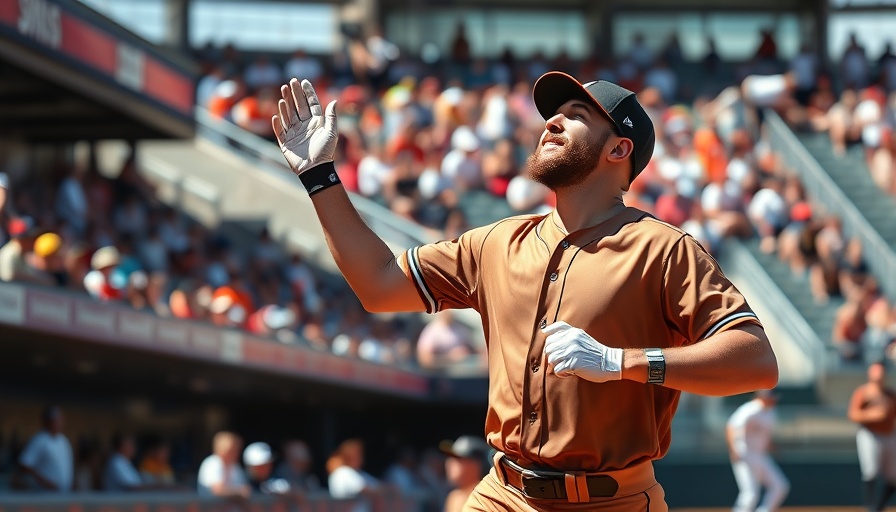 Padres player celebrates on the field, vibrant game atmosphere.