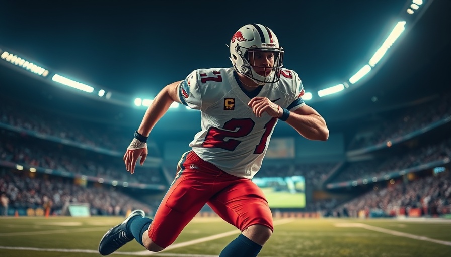 Aztecs defensive play analysis: player in action under stadium lights.