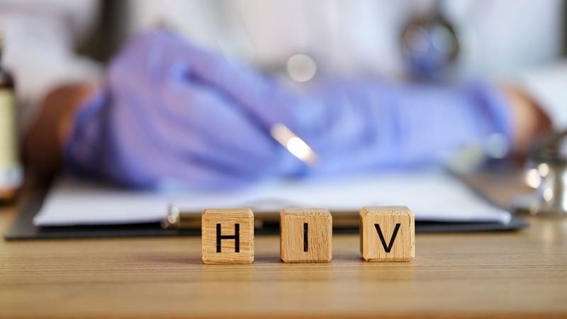 HIV words spelled out in a doctors clinic