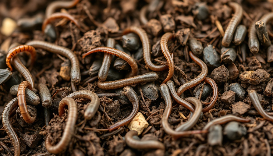 Organic compost with earthworms enhancing soil fertility.