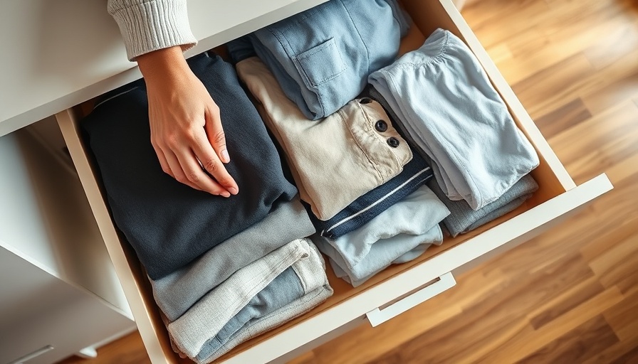 Neatly folded clothes in a drawer, illustrating how to declutter quickly.