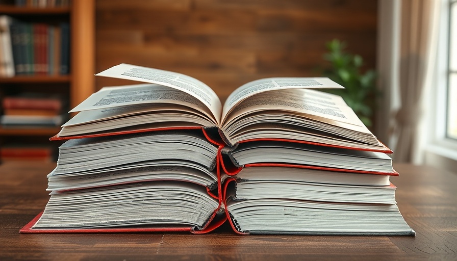 Stack of open and closed best survival books on a wooden table.