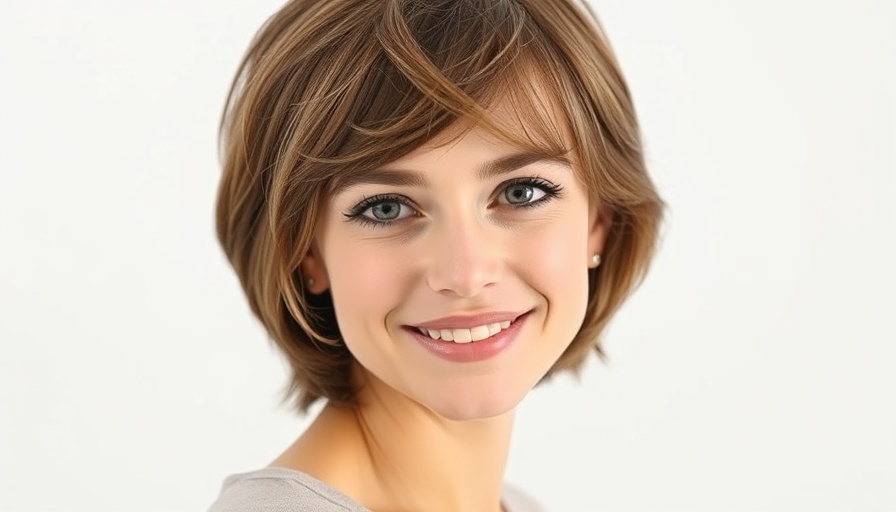 Portrait of a young woman with short brown hair, promoting Babba Rivera Ceremonia hair care brand