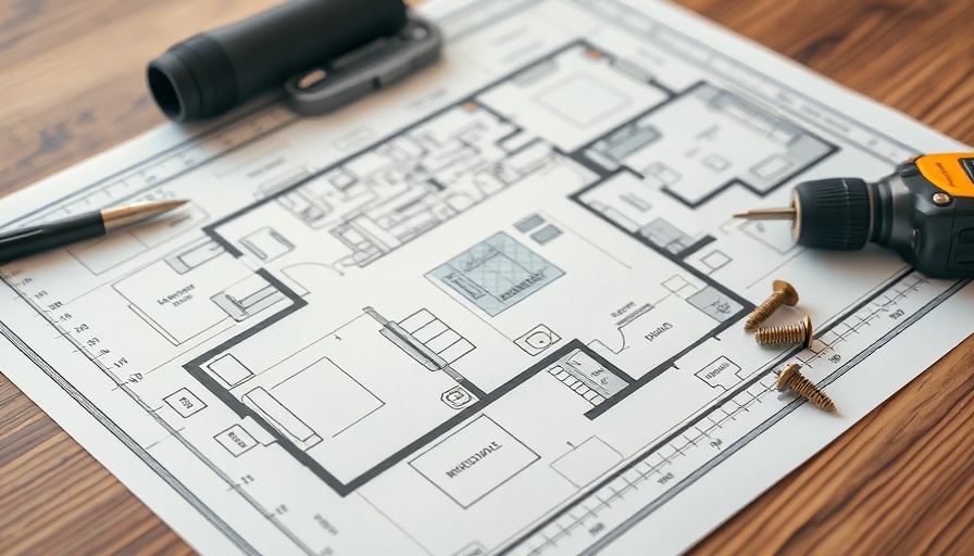 Interior Design Tips for Home Renovation: floor plan and tools close-up.