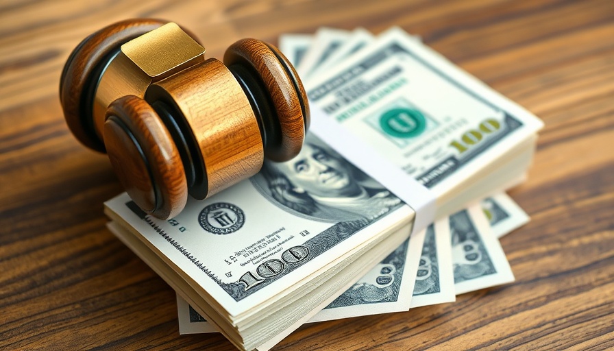 Gavel on money, symbolizing legal financial penalties.