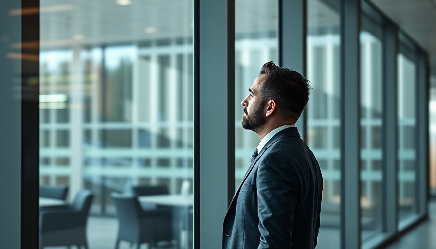 Contemplative businessman in office window What Does Your Company Stand For
