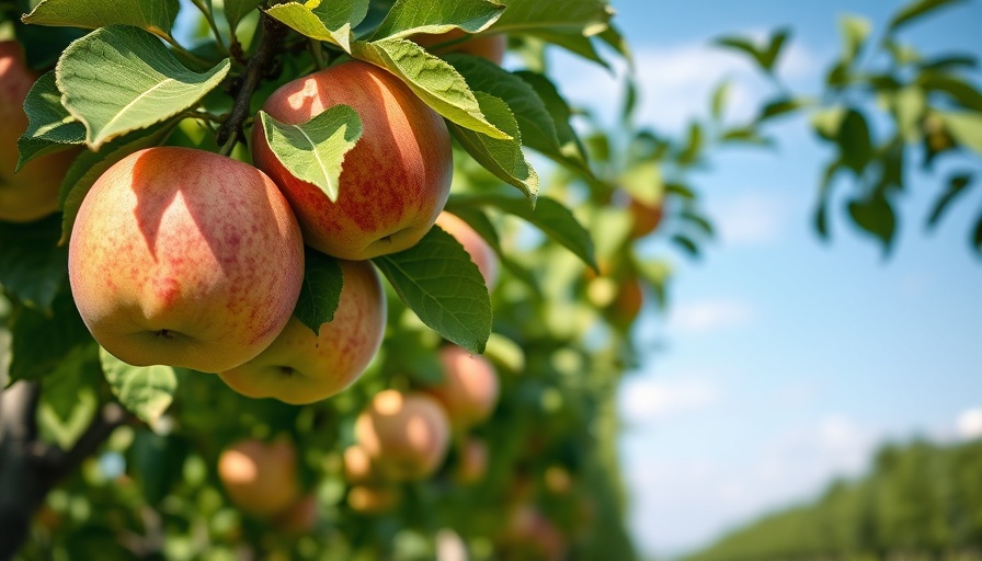 Lush apple trees in urban farming setting