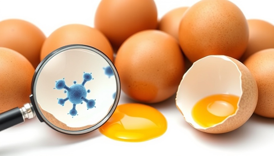 Salmonella-Free Eggs with magnified bacteria illustration on shell.