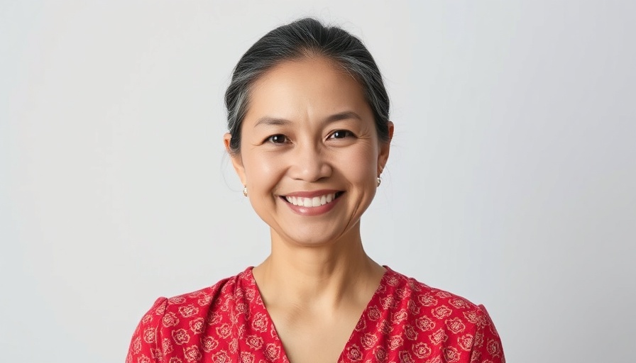 Smiling woman providing energy boost inspiration before work.