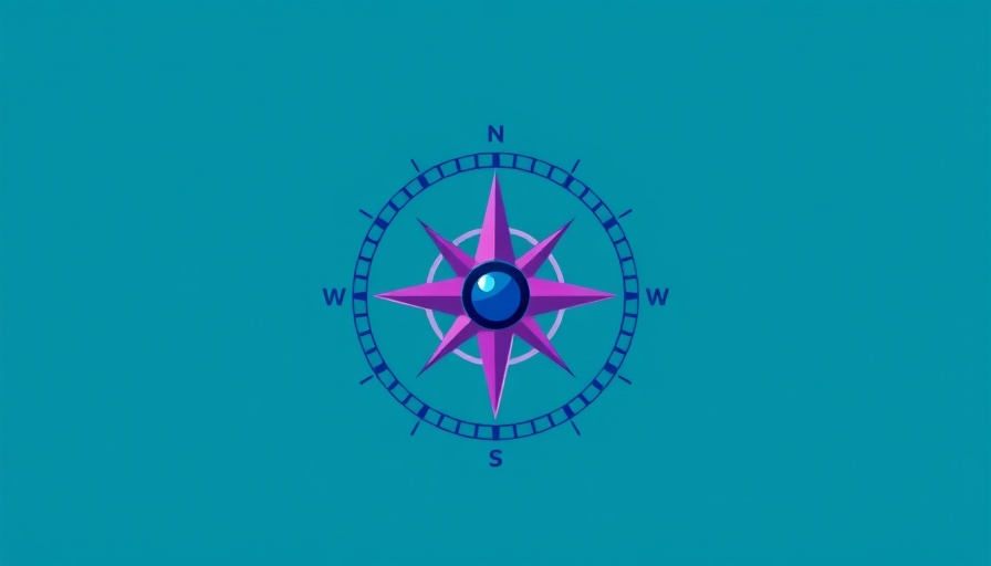 Abstract compass eye illustration in blue and purple tones