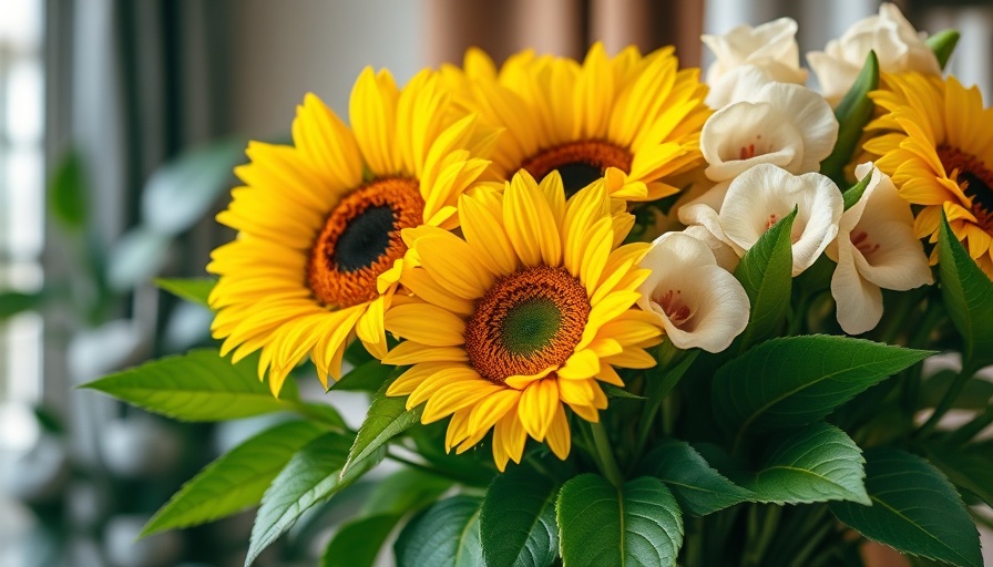 Vibrant indoor flower arrangement featuring sunflowers, perfect for indoor gardening in Arizona.